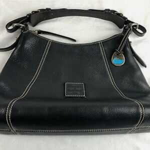 Dooney & Bourke "1975" Black Pebble ⚫️ w/blue duck fob, key leash #J7588653